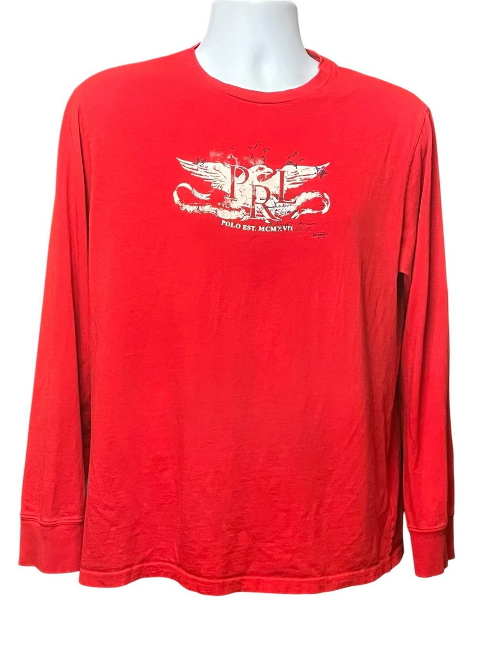 Polo by Ralph Lauren Youth XL Red Long-Sleeve Graphic Tee with White Crest